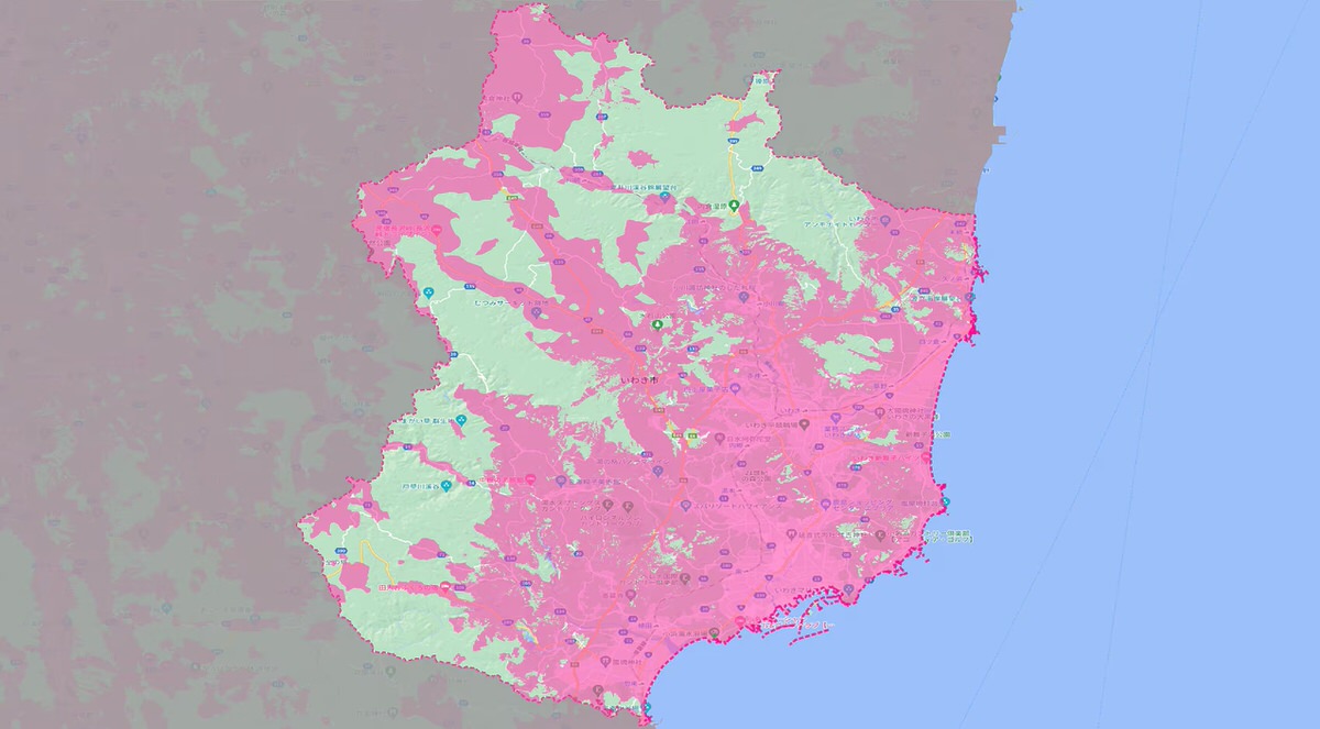 いわき市の電波/人口カバー率