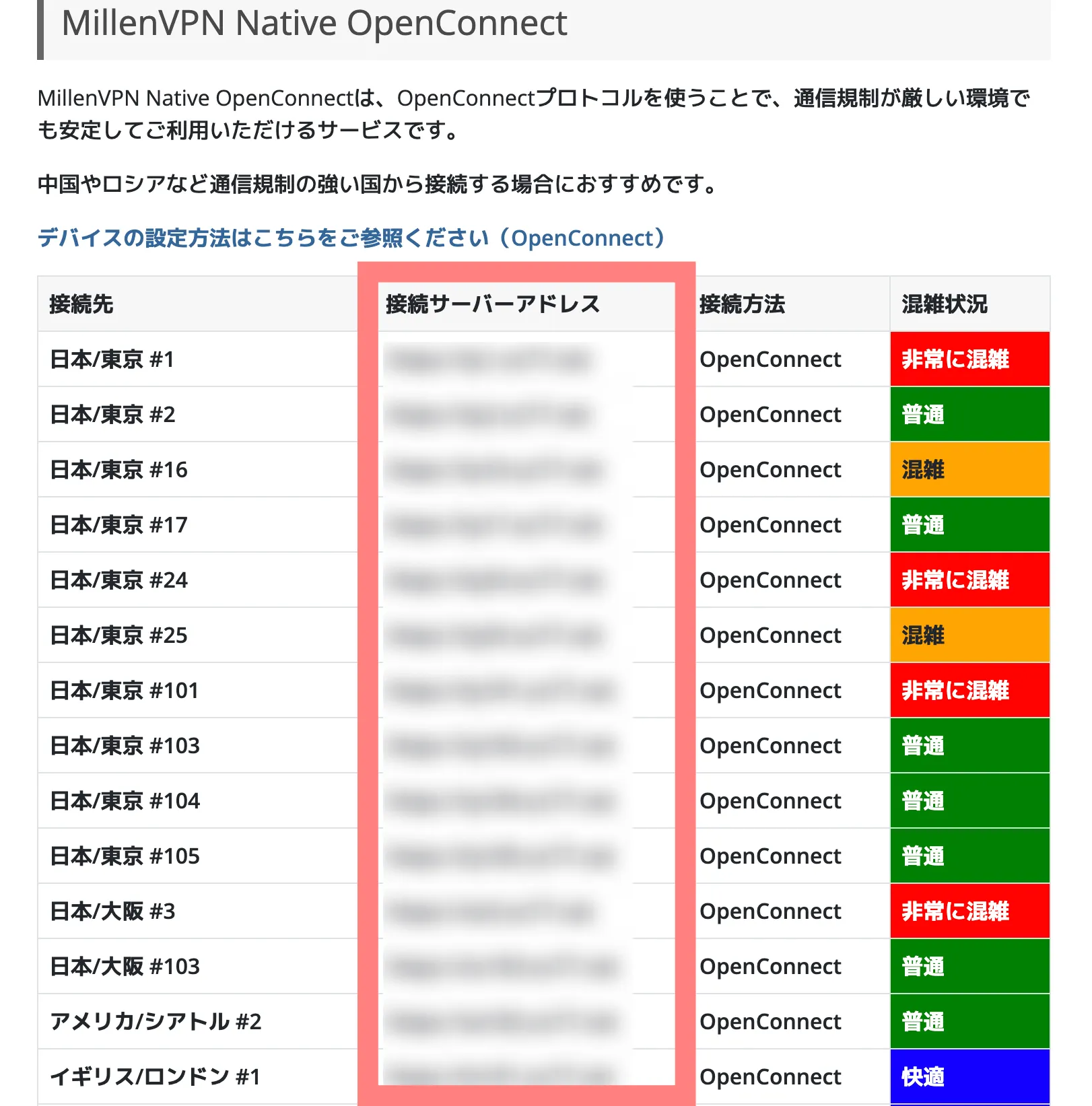 millenvpnサーバーアドレス