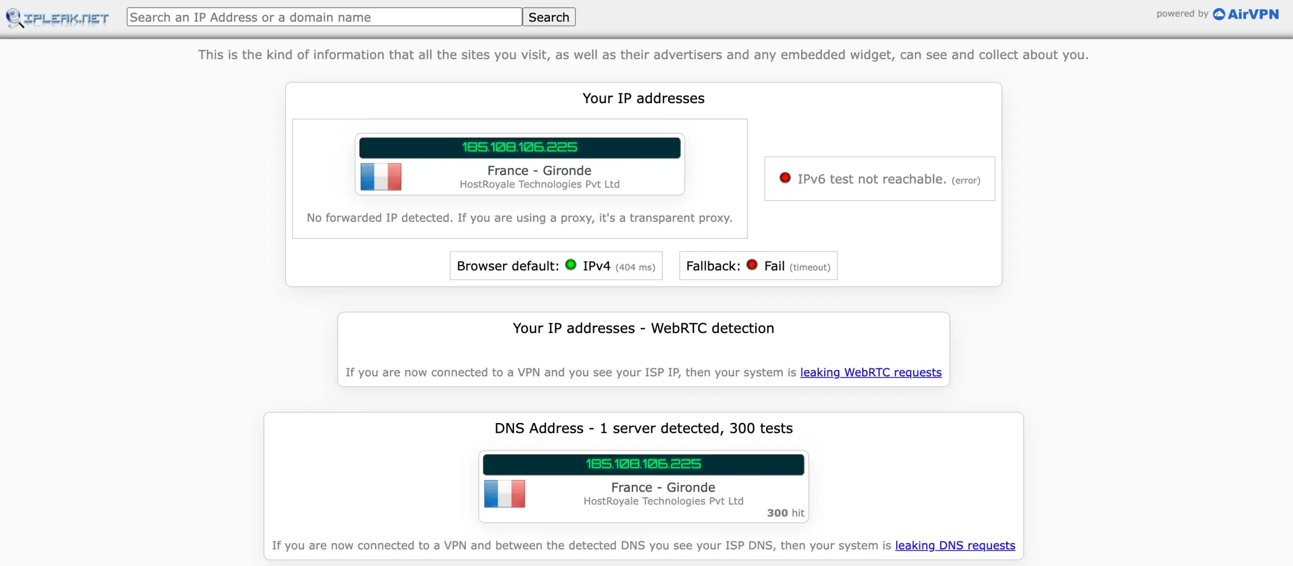 DNSリーク漏れなし