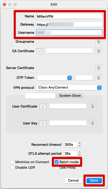 MillenVPN Native OpenConnect
